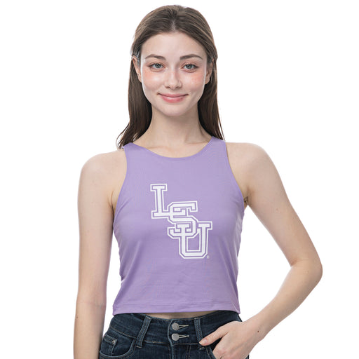 LSU Tigers ZooZatZ LSU Interlock 1st Down Crop Tank - Lavender