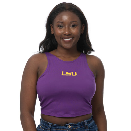 LSU Tigers ZooZatZ Center Print Women's 1st Down Crop Tank - Purple