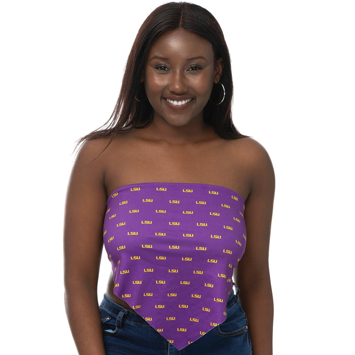 LSU Tigers ZooZatZ LSU Mini Logo Tie Back Bandeau Top - Purple