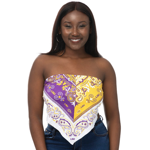 LSU Tigers ZooZatZ LSU Paisley Tie Back Bandeau Top - Purple / Gold