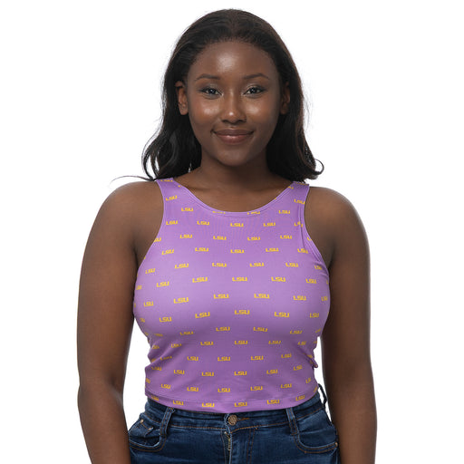 LSU Tigers ZooZatZ Women's Pattern 1st Down Crop Tank - Lavender