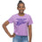 LSU Tigers ZooZatZ Women's Retro Lines Crop T-Shirt - Lavender