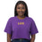LSU Tigers ZooZatZ Women's Tigers Small Block Puff Ink Boxy Crop T-Shirt - Purple