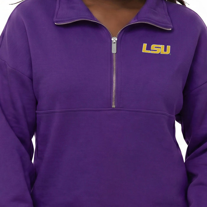 LSU Tigers Zoozatz Women's Air Premium Ultra Soft 1/4 Zip Pullover - Purple