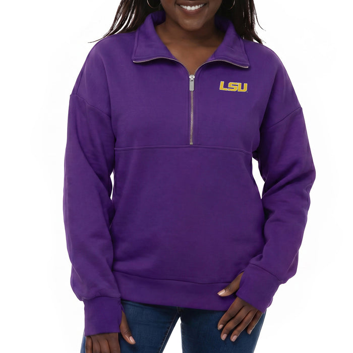 LSU Tigers Zoozatz Women's Air Premium Ultra Soft 1/4 Zip Pullover - Purple