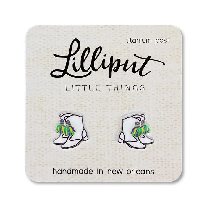 Lilliput Little Things Mardi Gras Boots Titanium Post Stud Earrings