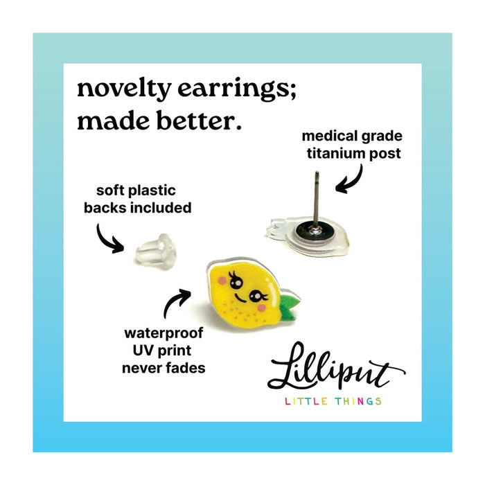 Lilliput Little Things Mardi Gras Heart Flag Titanium Post Stud Earrings