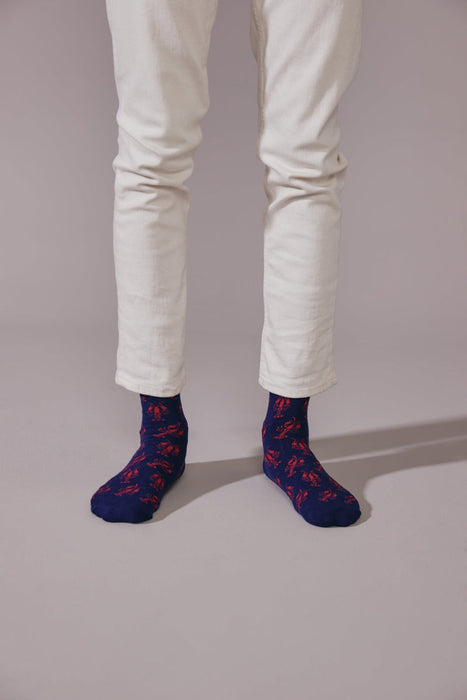 Louisiana Bonfolk Woven Crawfish Socks - Navy