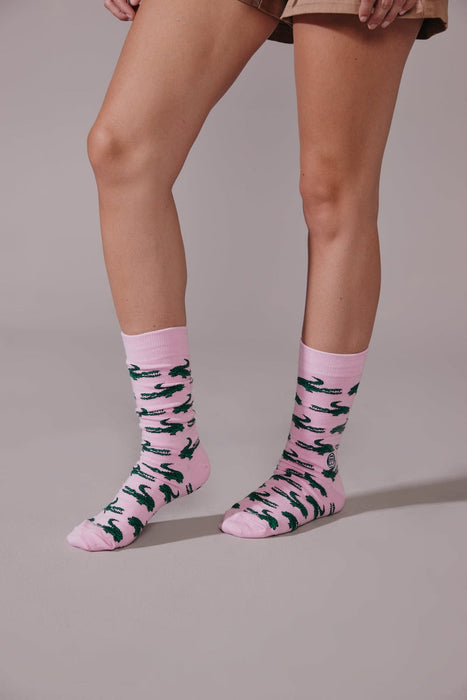 Louisiana Bonfolk Woven Gator Socks - Pink