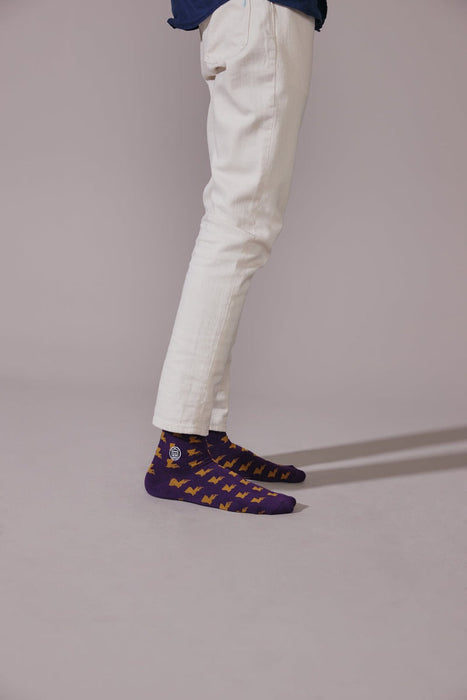 Louisiana Bonfolk Woven LA State Pattern Socks - Purple