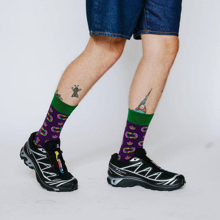 Louisiana Bonfolk Woven Mardi Gras King Cake Socks