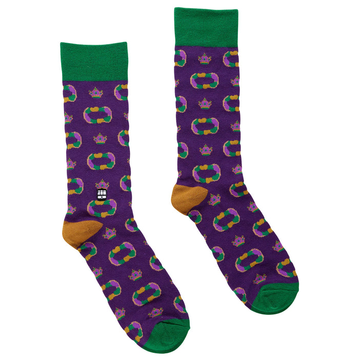Louisiana Bonfolk Woven Mardi Gras King Cake Socks