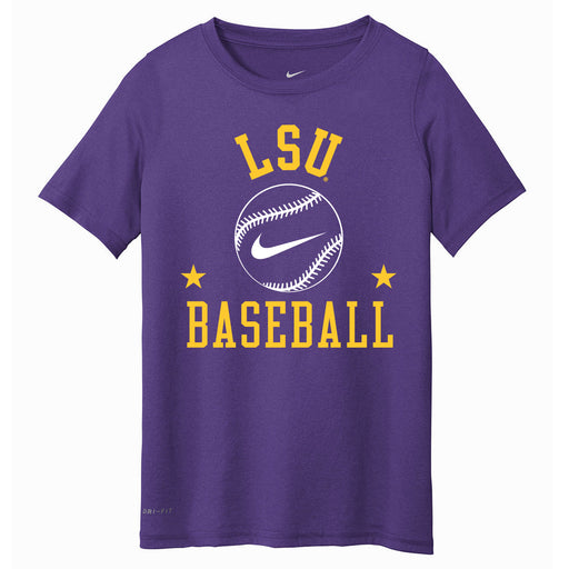 LSU Tigers Nike Legend Dri-Fit Baseball Icon Youth T-Shirt - Orchid