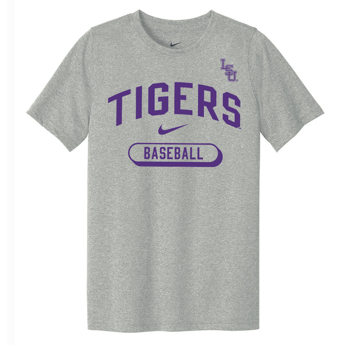 LSU Tigers Nike Legend Dri-Fit Baseball Pill Box Youth T-Shirt - Grey
