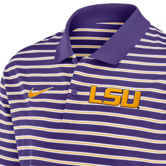 LSU Tigers Nike Primary Primetime Victory Stripe Pique Polo Purple