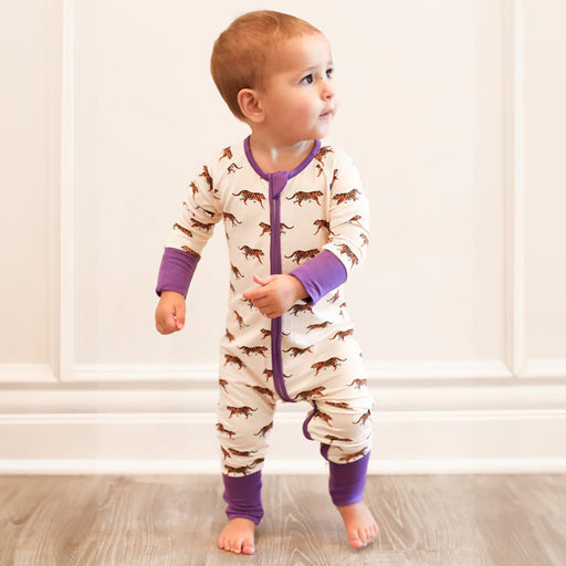 Southern Slumber Purple Tiger Double Zipper Bamboo Sleeper - Natural