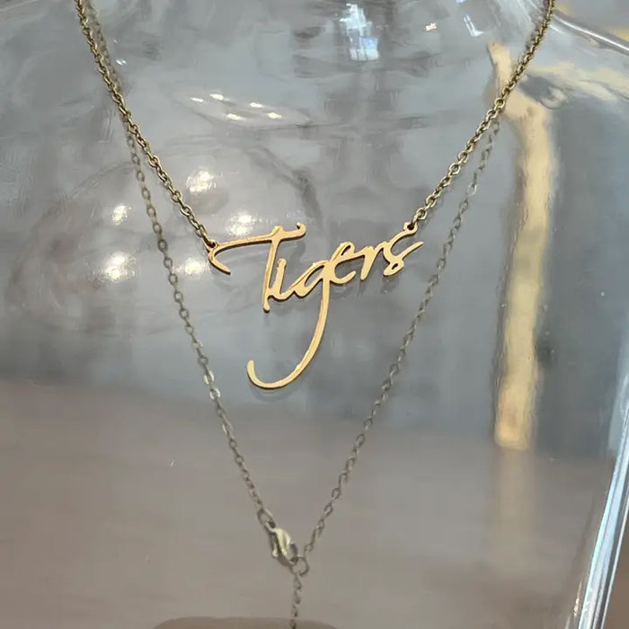 Steele Sloan Design Tigers Script Necklace - Gold