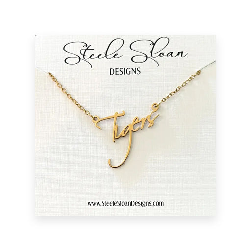 Steele Sloan Design Tigers Script Necklace - Gold