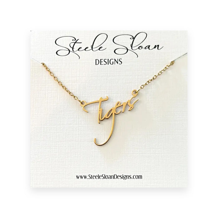 Steele Sloan Design Tigers Script Necklace - Gold