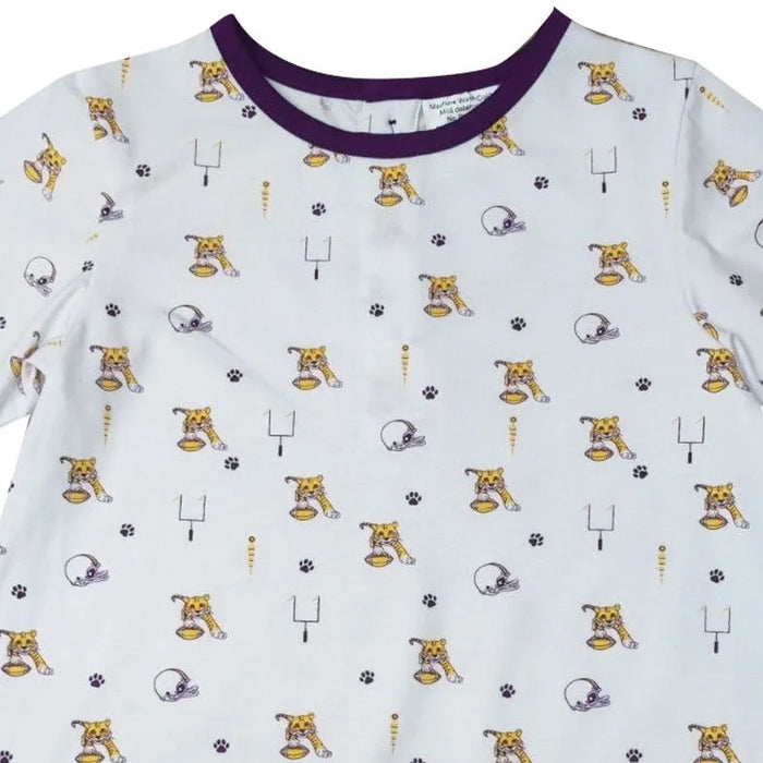 Tigers Ishtex Tiger Football A-Line Kids Dress - White / Purple