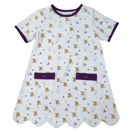 Tigers Ishtex Tiger Football A-Line Kids Dress - White / Purple