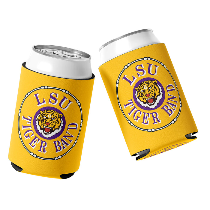 B&B Dry Goods LSU Tigers Tiger Band Stitched Neoprene Sublimated Double Sided Can Holder / Koozie - Gold