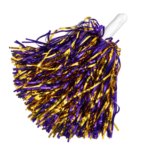 Two Color Metallic Purple & Gold Handle Shimmer Shaker Pom