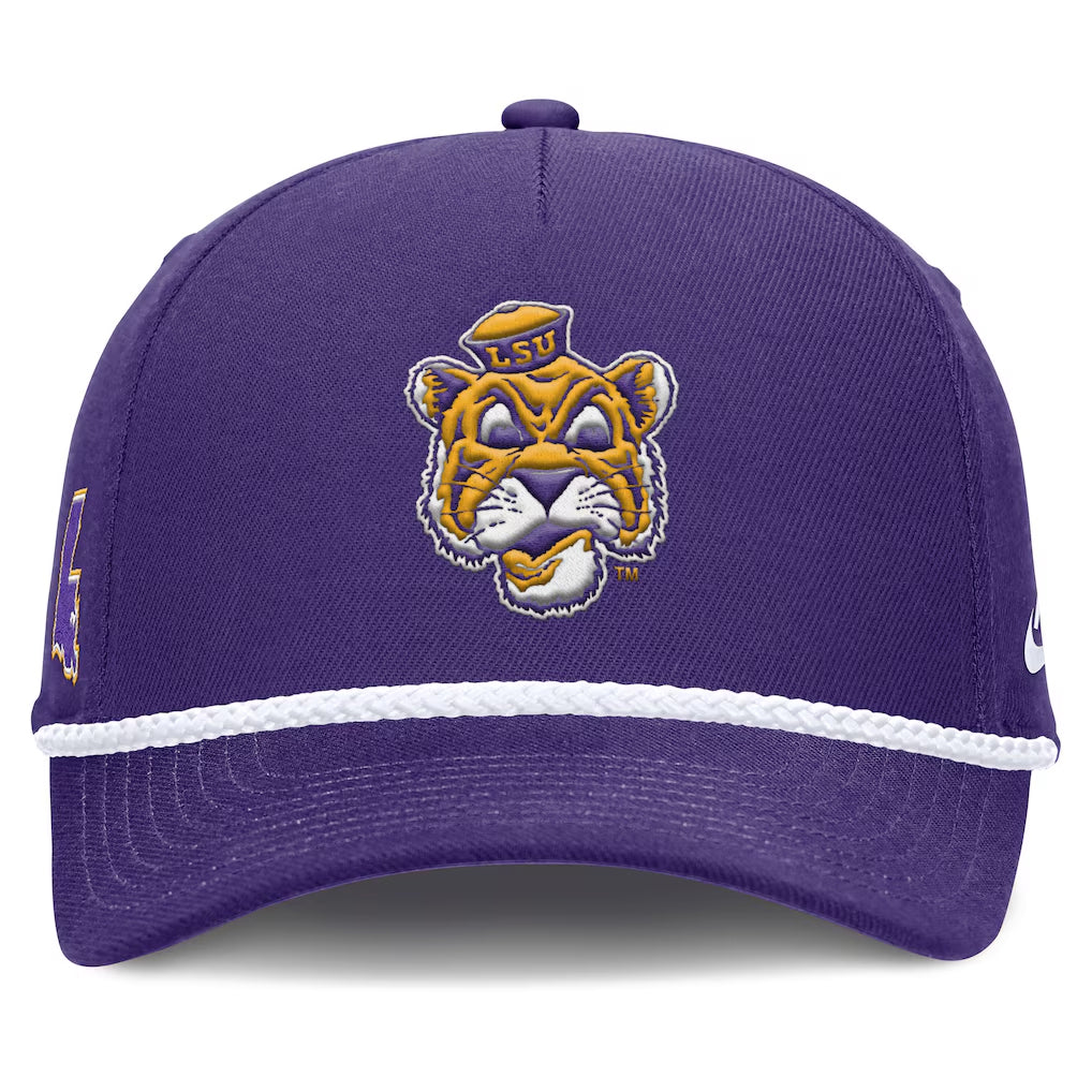 LSU Tigers Nike Beanie Mike Louisiana 5-Panel Rise Rope Hat - Purple ...