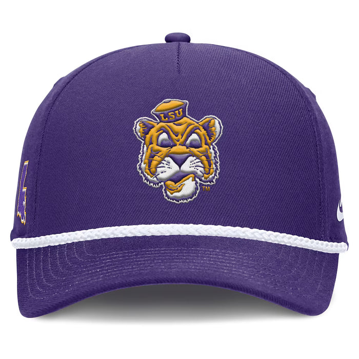 LSU Tigers Nike Beanie Mike Louisiana 5-Panel Rise Rope Hat - Purple