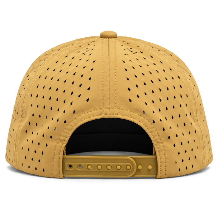 Bengals & Bandits Black & Gold Round Patch Flat Brim Perforated 5 Panel Rope Hat - Straw / Silver Rope