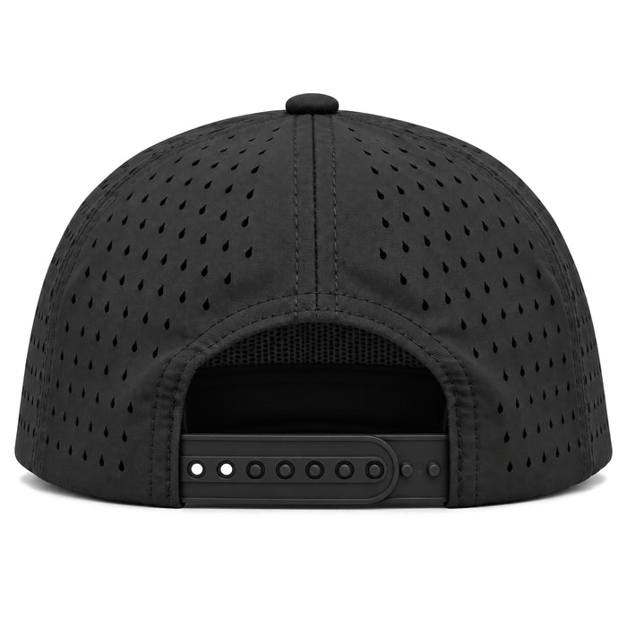 Bengals & Bandits LA Patch Perforated Structured Flat Brim 5 Panel Rope Hat - Black / Black & White Rope