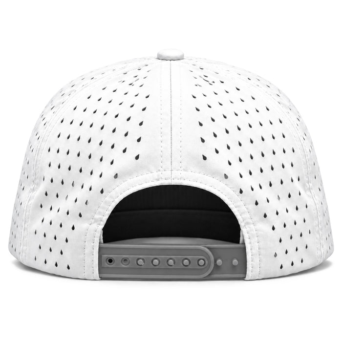 Bengals & Bandits Logo Patch Perforated Structured Two-Tone Flat Brim 5 Panel Rope Hat - White / Grey