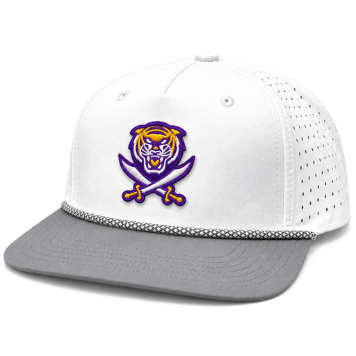 Bengals & Bandits Logo Patch Perforated Structured Two-Tone Flat Brim 5 Panel Rope Hat - White / Grey