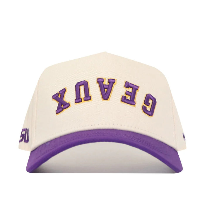 LSU Tigers No Rivals Upside Down Geaux Adjustable Hat - Natural / Purple