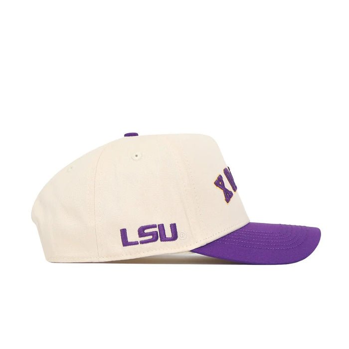 LSU Tigers No Rivals Upside Down Geaux Adjustable Hat - Natural / Purple