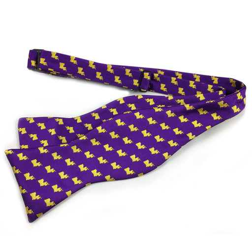 B&B Dry Goods Louisiana Outline Woven Hand Tied Bow Tie - Purple