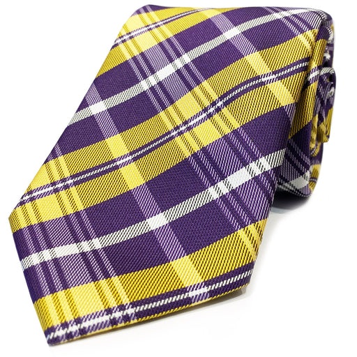 B&B Dry Goods Southern Plaid Woven Necktie - Purple / Gold