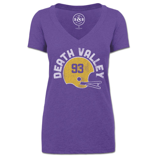 B&B Dry Goods LSU Tigers Death Valley Helmet Arch V-Neck T-Shirt Purple
