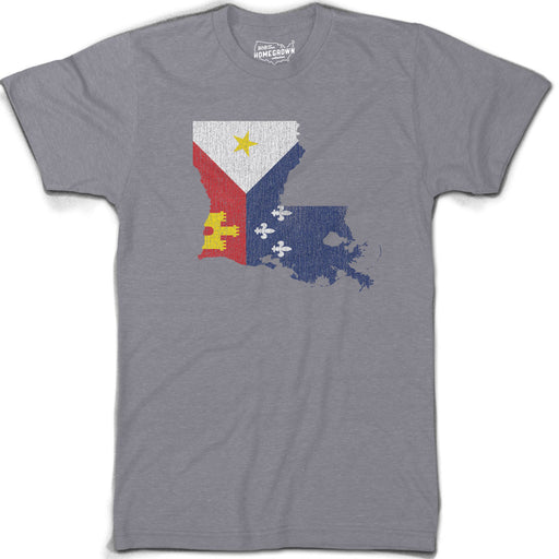 B&B Dry Goods Homegrown Louisiana Acadiana Outline T-Shirt - Grey
