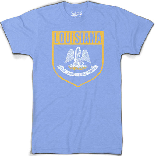 B&B Dry Goods Homegrown Louisiana Shield T-Shirt - Columbia Blue