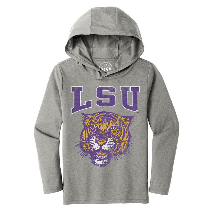 B&B Dry Goods LSU Tigers 78 Tiger Arch Youth Long Sleeve Hooded T-Shirt - Grey