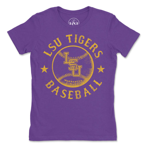 B&B Dry Goods LSU Tigers Baseball Warranted Women's T-Shirt - Purple