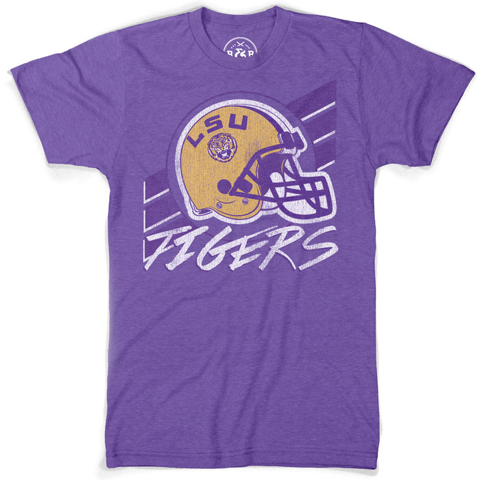 B&B Dry Goods LSU Tigers 90's Football Stripe T-Shirt - Purple