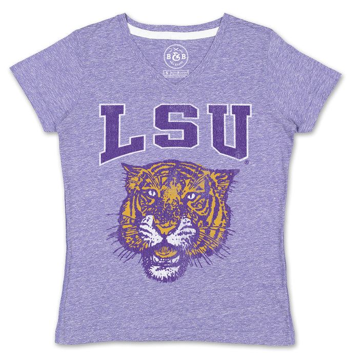 B&B Dry Goods LSU Tigers 78 Tiger Arch V-Neck T-Shirt - Purple Melange