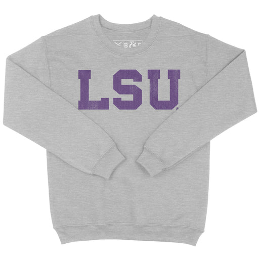 B&B Dry Goods LSU Tigers Athletic Block Fleece Crewneck Sweatshirt - Grey