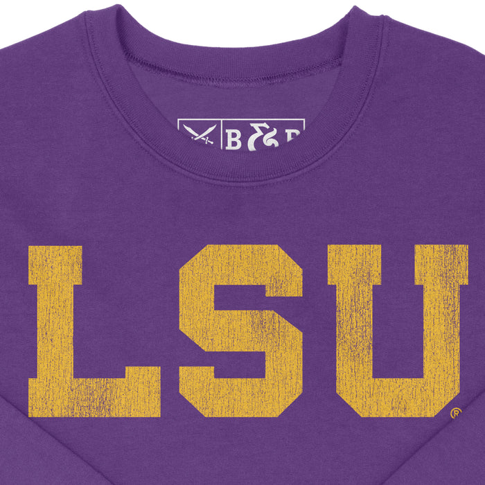 B&B Dry Goods LSU Tigers Athletic Block Fleece Crewneck Sweatshirt - Purple