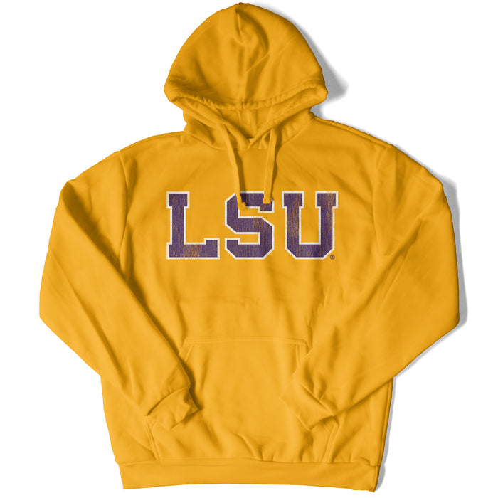 B&B Dry Goods LSU Tigers Athletic Block Fleece Pullover Hooded Sweatshirt - Gold