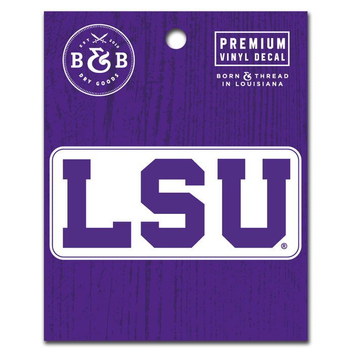 B&B Dry Goods LSU Tigers Athletic Block Premium Vinyl Decal - Purple / White