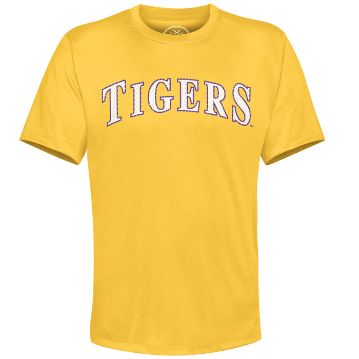 B&B Dry Goods LSU Tigers Baseball Arch Performance Jersey T-Shirt - Gold