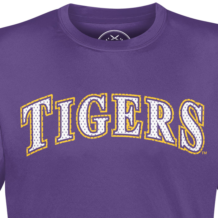 B&B Dry Goods LSU Tigers Baseball Arch Performance Youth Jersey T-Shirt - Purple